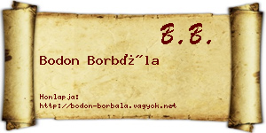 Bodon Borbála névjegykártya